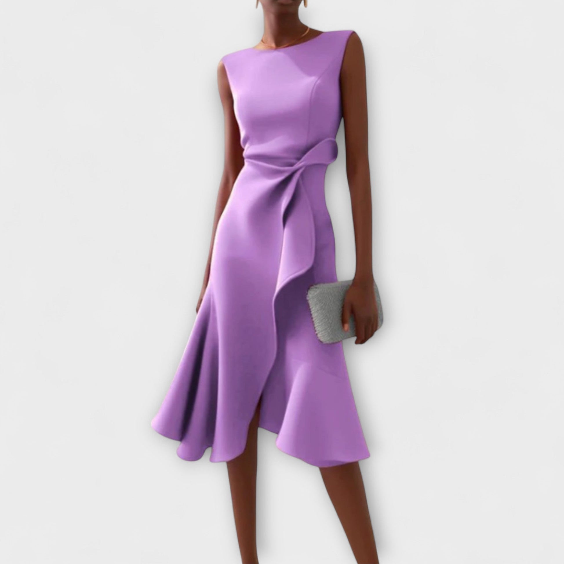 Serena Asymmetric Midi Dress – Draped Elegance for Special Occasions 4