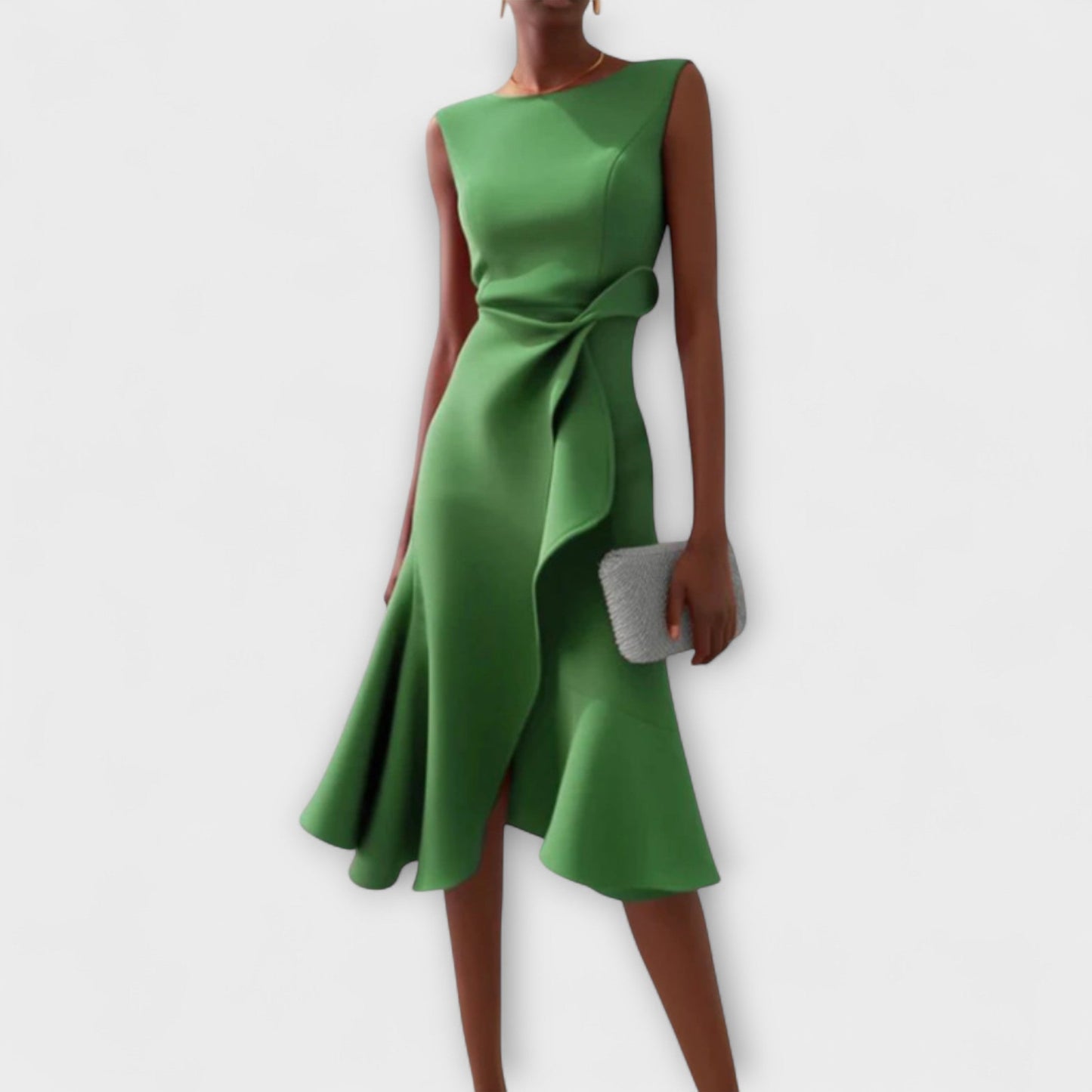 Serena Asymmetric Midi Dress – Draped Elegance for Special Occasions 5