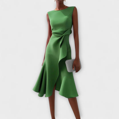 Serena Asymmetric Midi Dress – Draped Elegance for Special Occasions 5