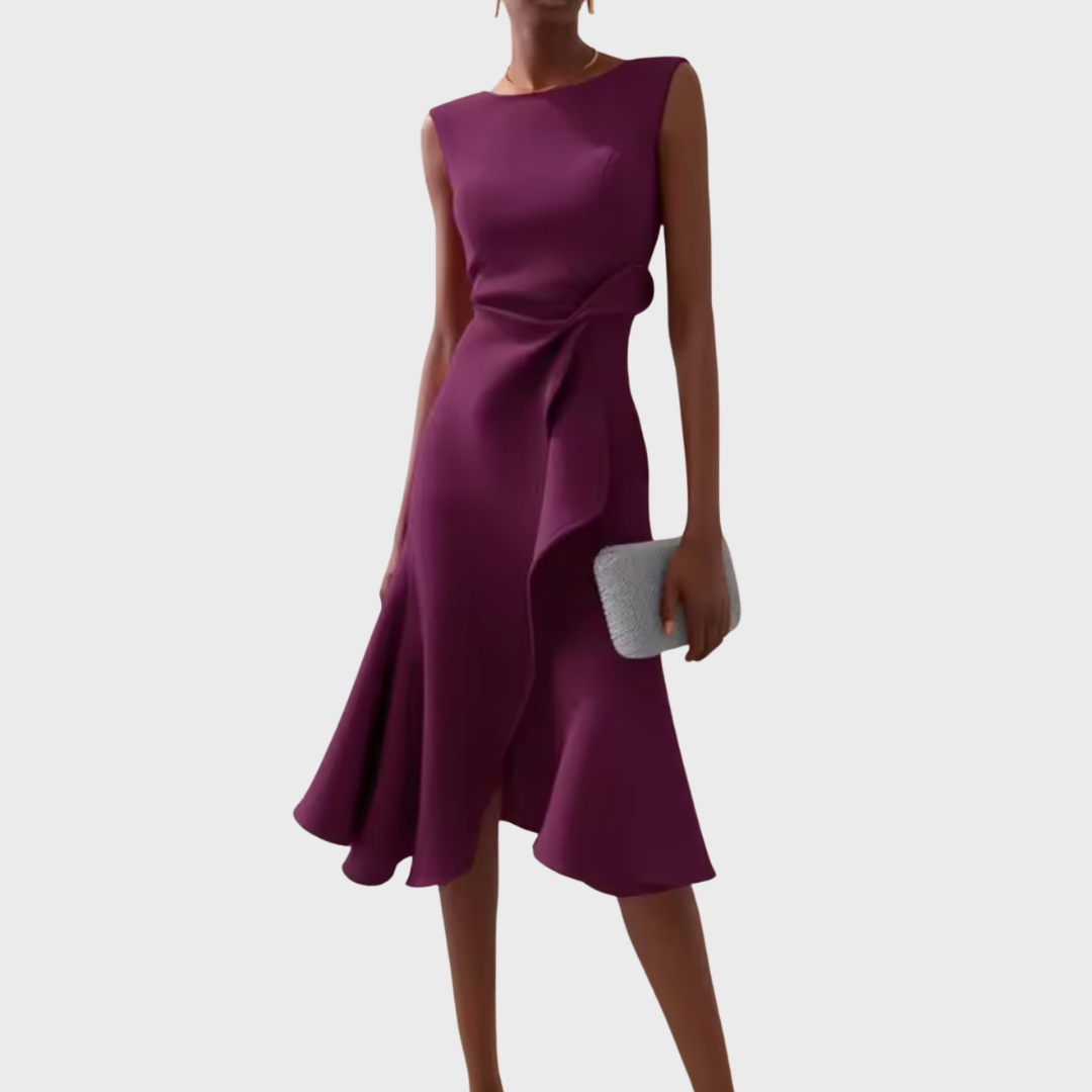 Serena Asymmetric Midi Dress – Draped Elegance for Special Occasions 6