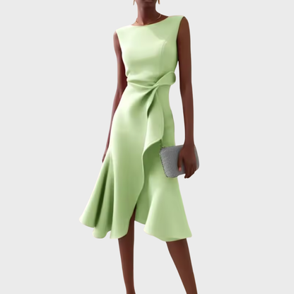 Serena Asymmetric Midi Dress – Draped Elegance for Special Occasions 7