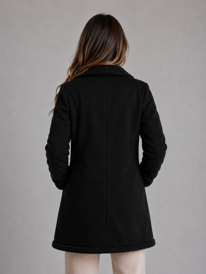 Serenelle Women's Longline Shearling Coat – Suede Look Warmth for Winter 5