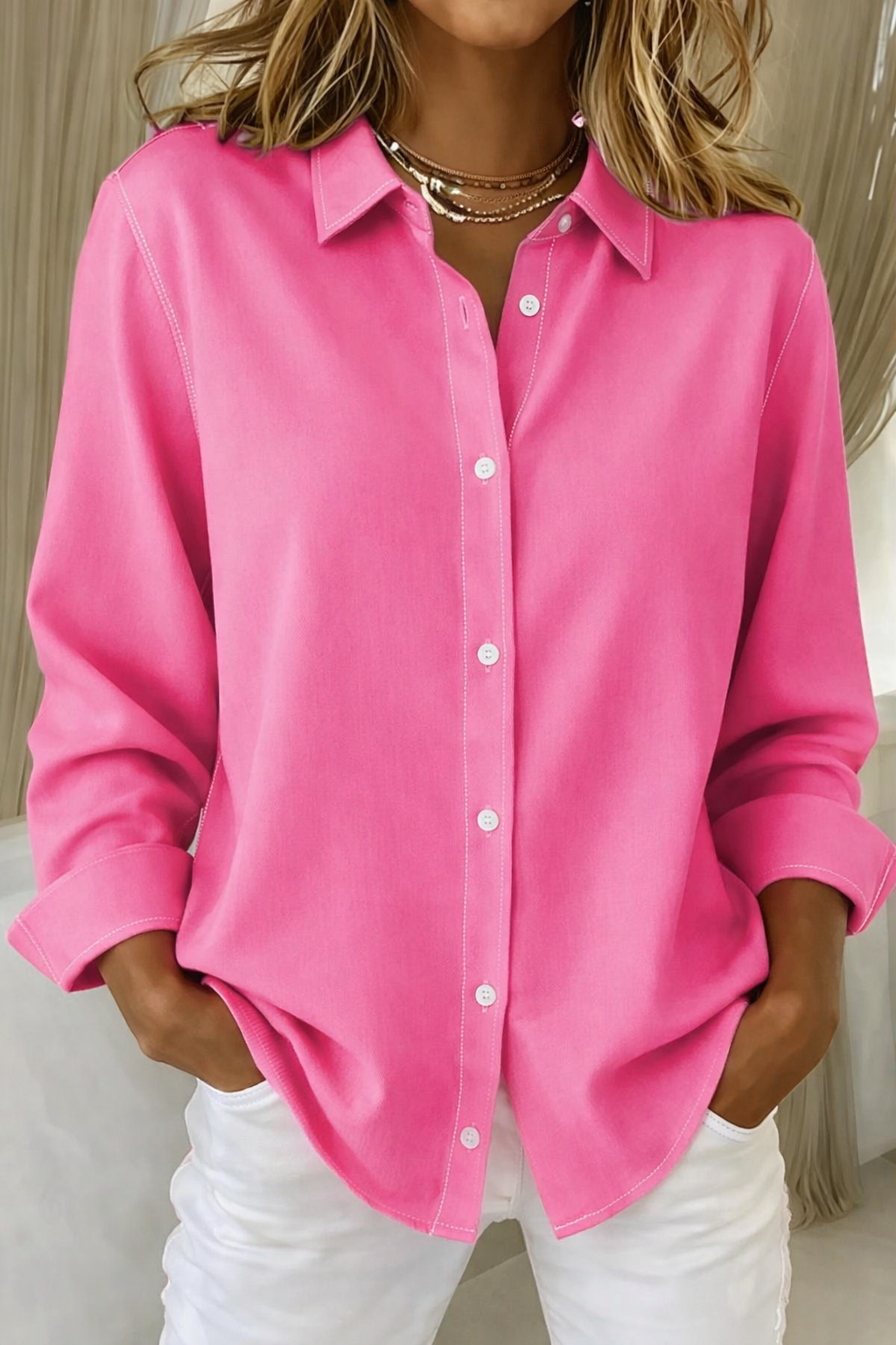 Sorelle Elegant Button Blouse – Timeless Design Breathable Comfort 0