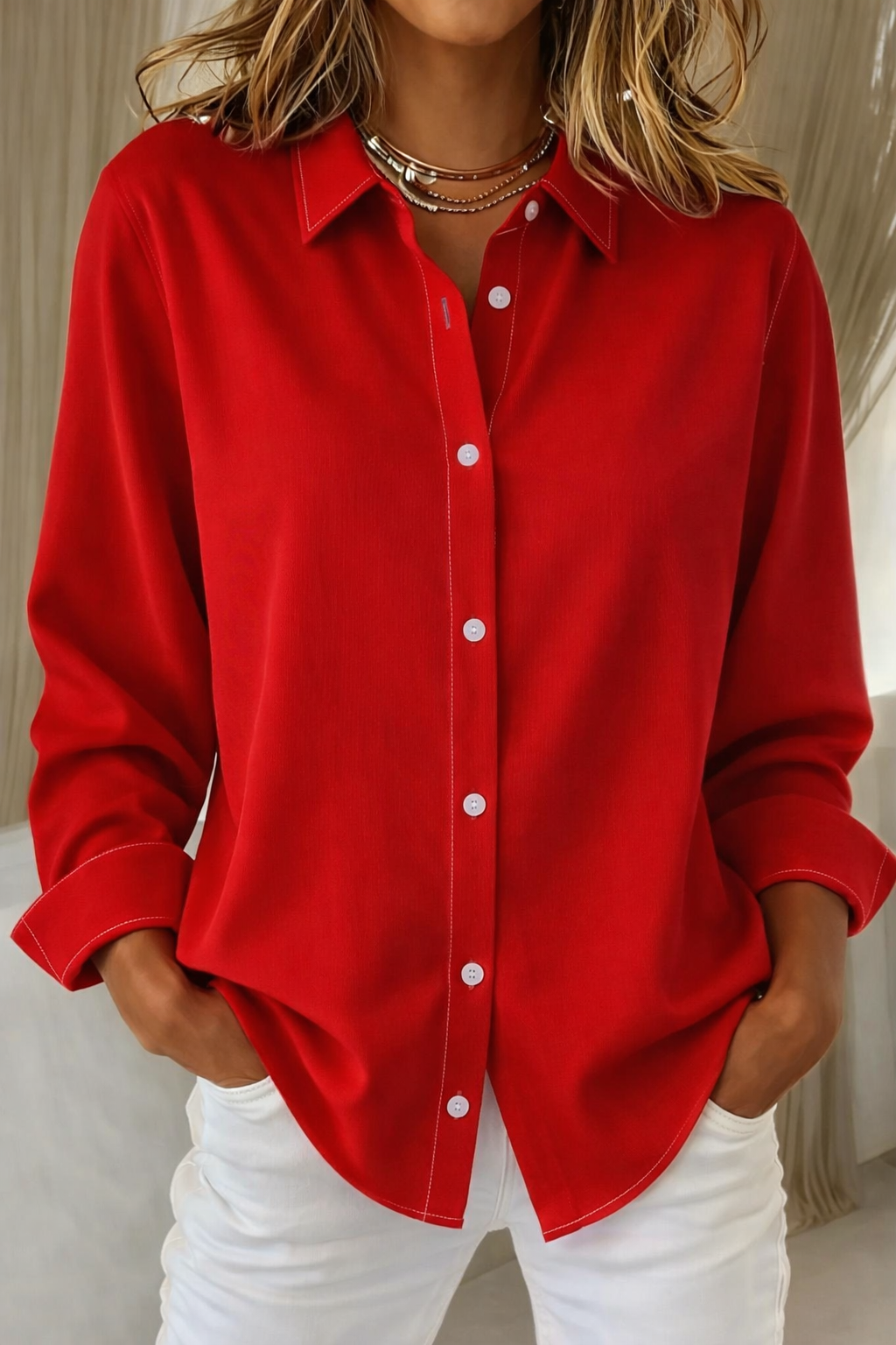 Sorelle Elegant Button Blouse – Timeless Design Breathable Comfort 2