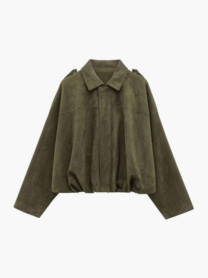 Sorelle Women's Faux Suede Bomber Jacket – Structured Collar Versatile Style 0