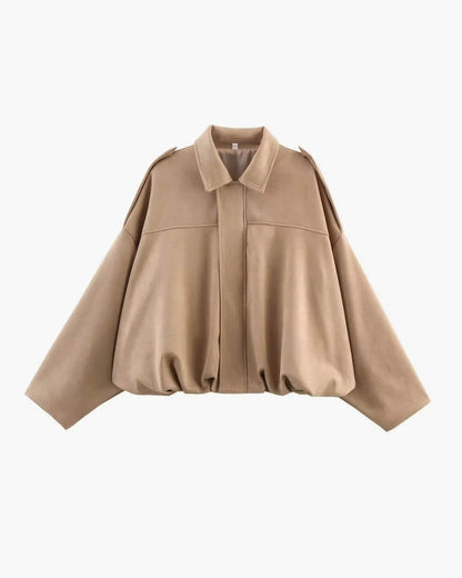 Sorelle Women's Faux Suede Bomber Jacket – Structured Collar Versatile Style 5