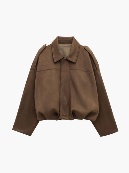 Sorelle Women's Faux Suede Bomber Jacket – Structured Collar Versatile Style 9