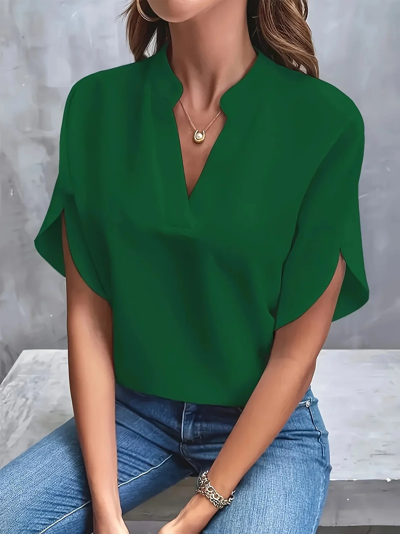 Thalina Women's Blouse – Elegant V-Neck Design for All-Day Comfort 6
