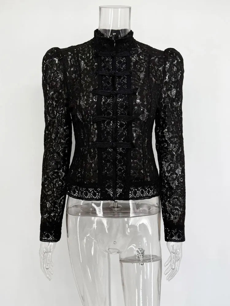 Tossy Women's Vintage Lace Blouse – Elegant Hollow Out Design 6