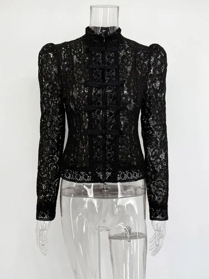 Tossy Women's Vintage Lace Blouse – Elegant Hollow Out Design 6