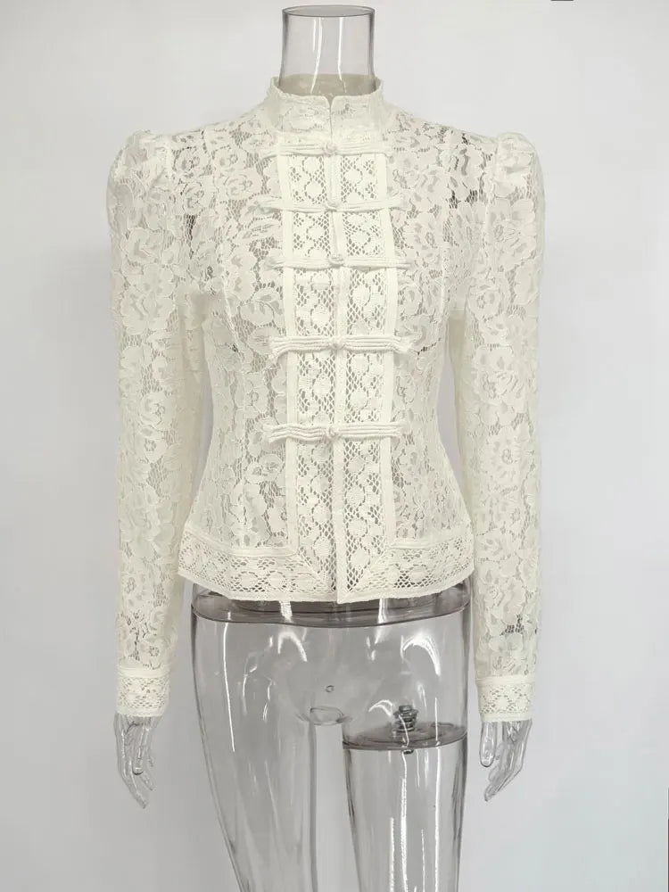 Tossy Women's Vintage Lace Blouse – Elegant Hollow Out Design 7