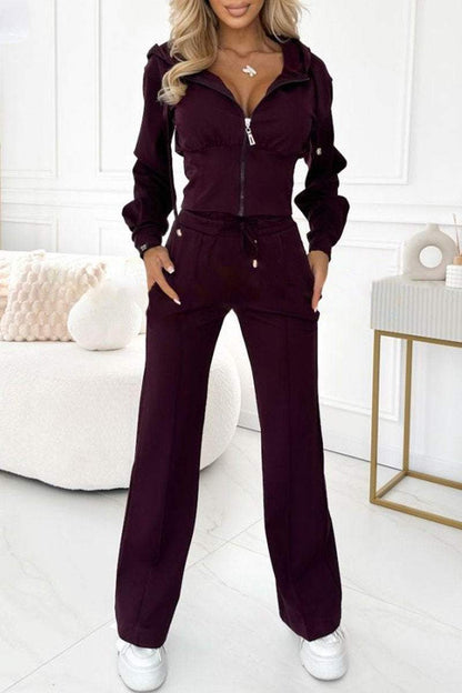 Trelis Women's Tracksuit Set – Zip Front and Drawstring Waist for Casual Comfort 2