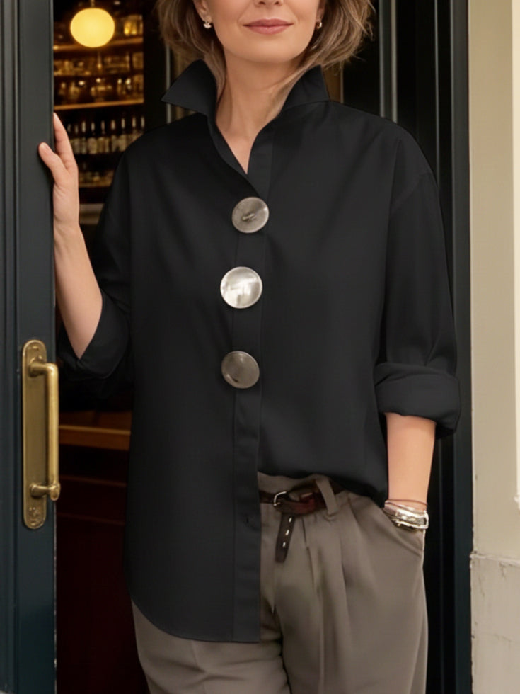 Trellis Women's Chic Blouse – Elegant Stand-Up Collar Design 2