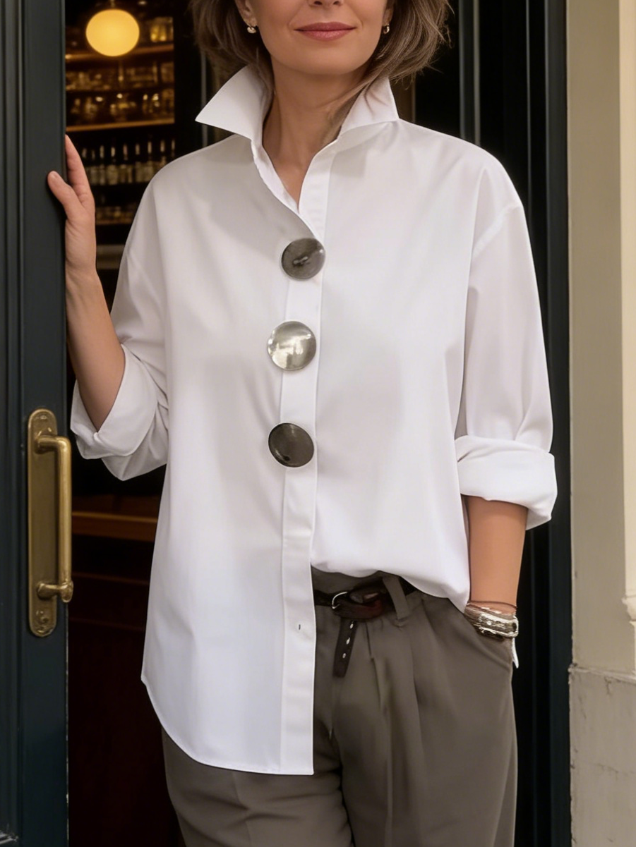 Trellis Women's Chic Blouse – Elegant Stand-Up Collar Design 6