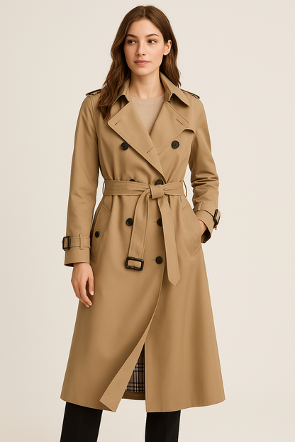 Coat Women - Double Autumn Trench Coat with Button Front