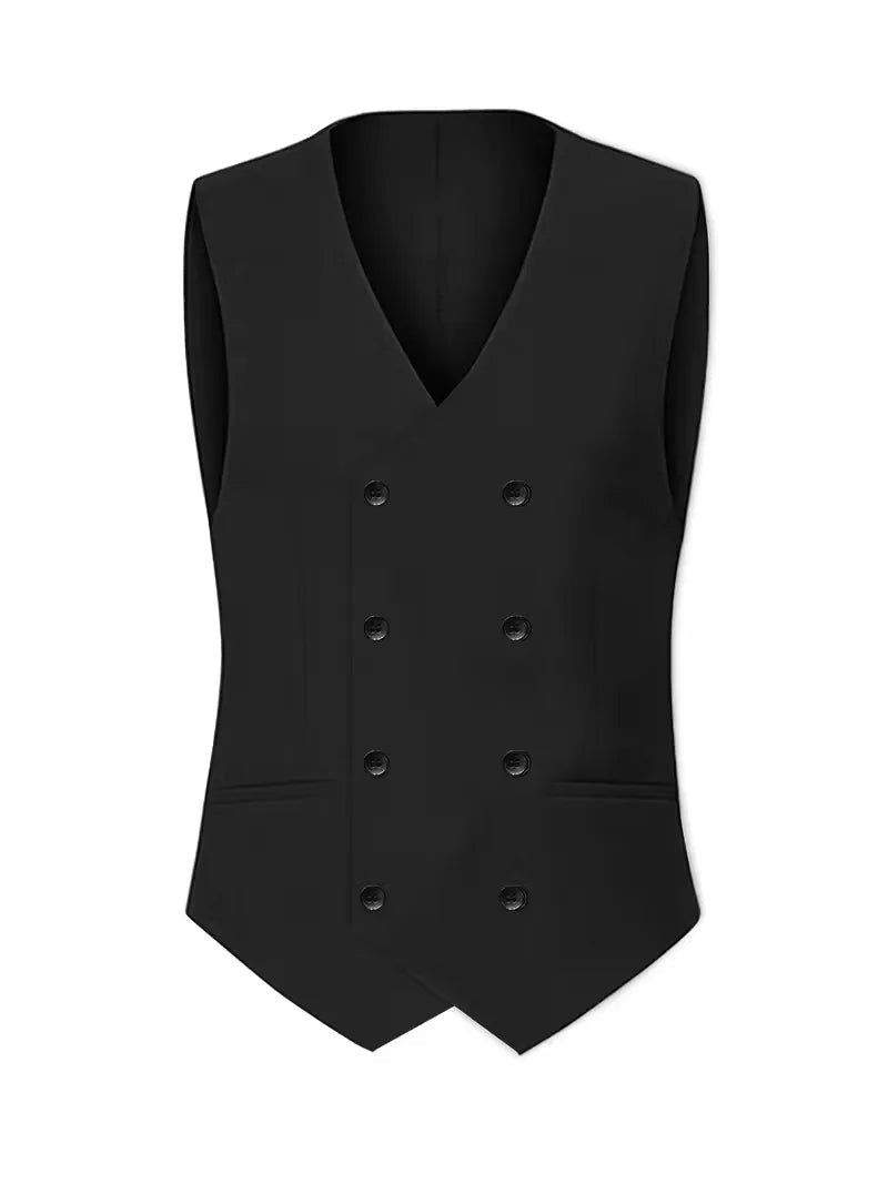 Trenlo Men's Three-Piece Suit Set – Slim Fit Double-Breasted Waistcoat Elegant Formalwear 4
