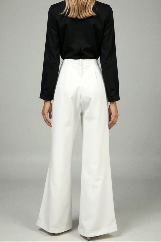 Trousers Women - Wide Leg Office Trousers with High Waist