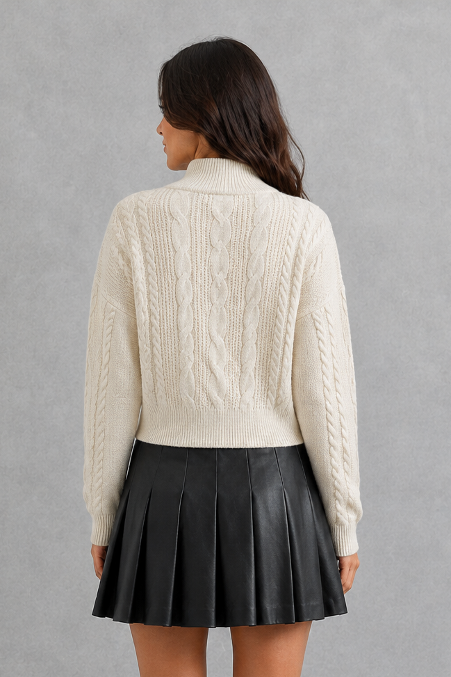 Cardigan Women - Cable Knit Bow Cardigan with Tie Front