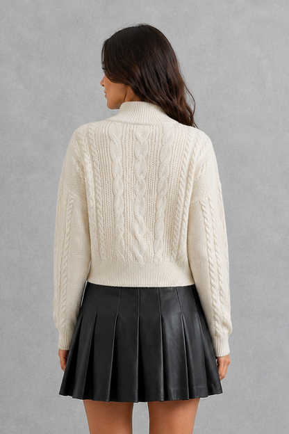 Cardigan Women - Cable Knit Bow Cardigan with Tie Front