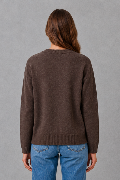 Cardigan Women - Chunky Knit Cardigan with Round Neck