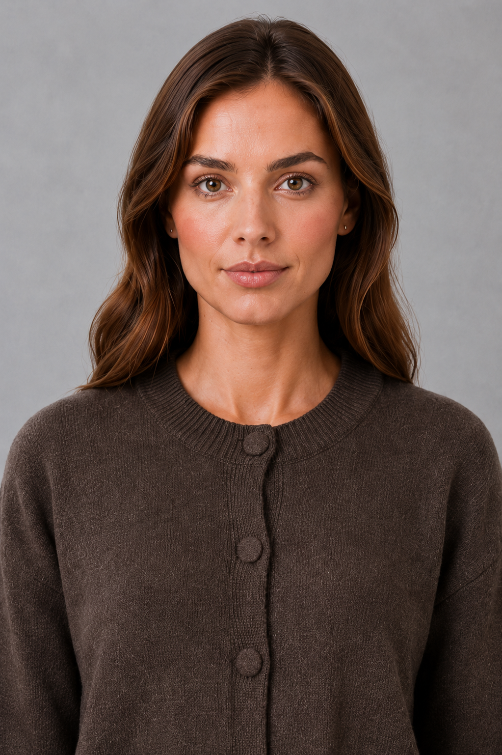 Cardigan Women - Chunky Knit Cardigan with Round Neck
