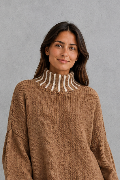 Sweater Women - Crew Neck Knit Jumper with Long Sleeves
