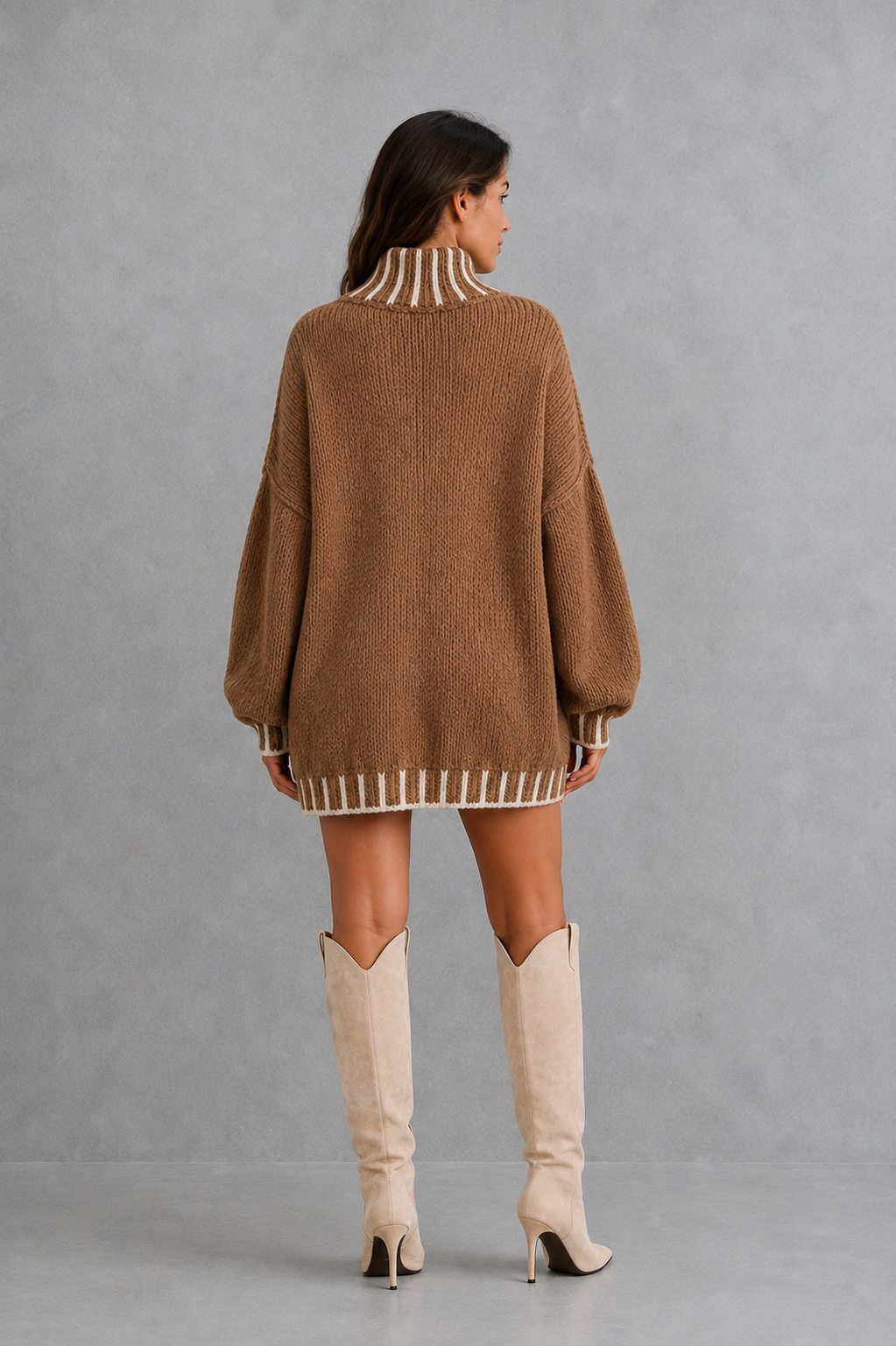 Sweater Women - Crew Neck Knit Jumper with Long Sleeves