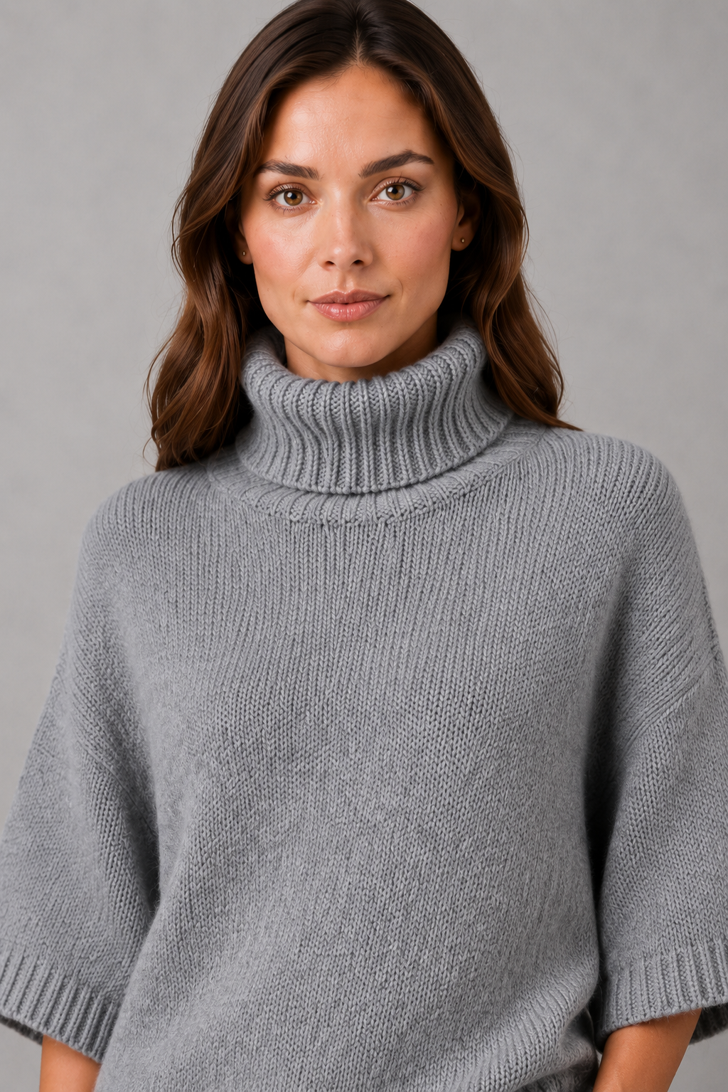 Sweater Women - High Neck Batwing Jumper with Textured Waist