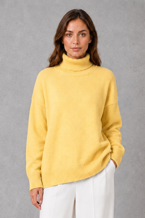 Sweater Women - High Neck Knit Jumper with Relaxed Fit