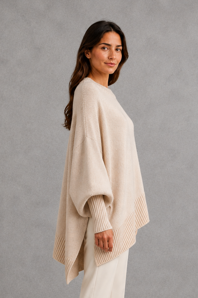 Sweater Women - Ribbed High Neck Jumper with Long Sleeves