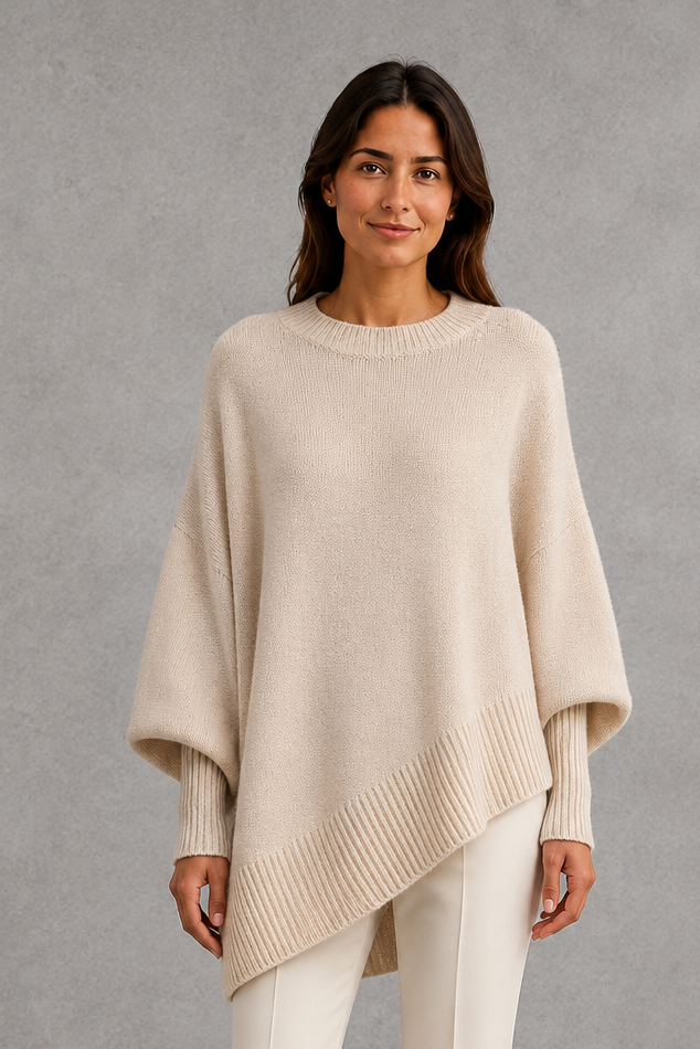 Sweater Women - Ribbed High Neck Jumper with Long Sleeves