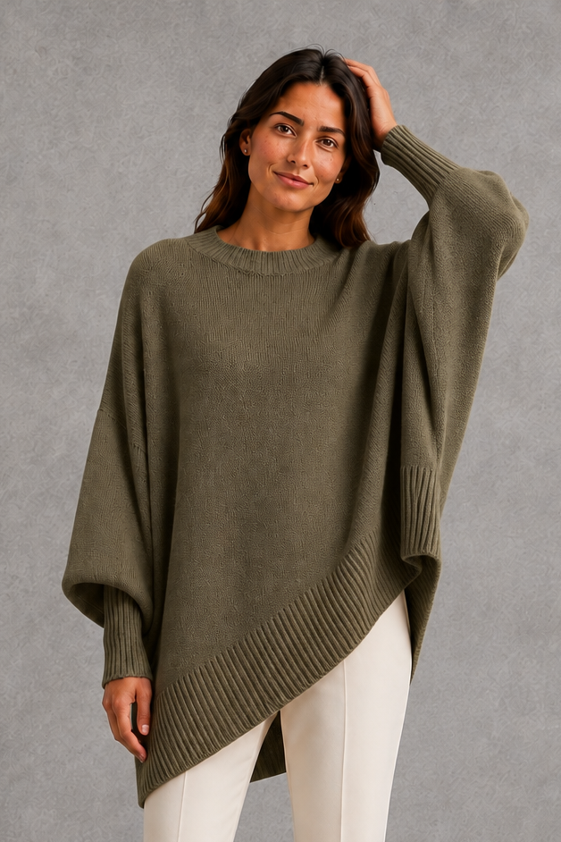 Sweater Women - Ribbed High Neck Jumper with Long Sleeves