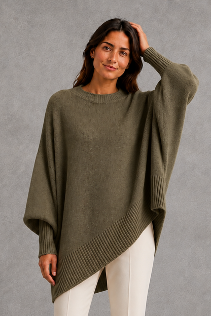 Sweater Women - Ribbed High Neck Jumper with Long Sleeves