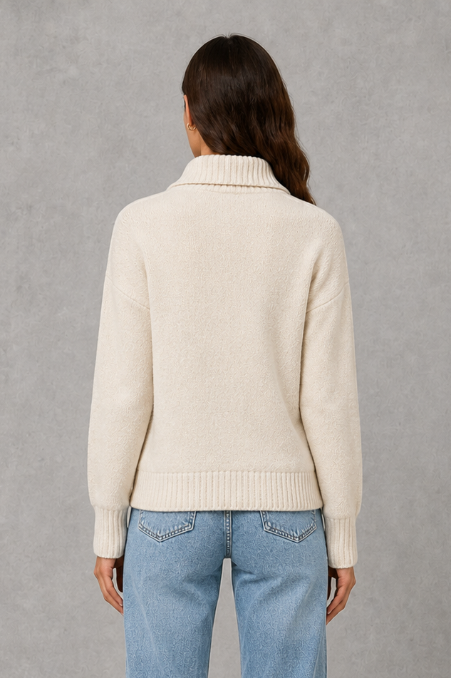 Cardigan Women - Zip Up Knit Cardigan with Funnel Neck