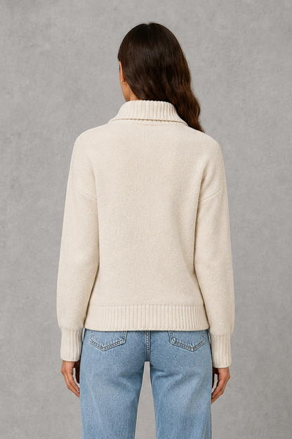 Cardigan Women - Zip Up Knit Cardigan with Funnel Neck
