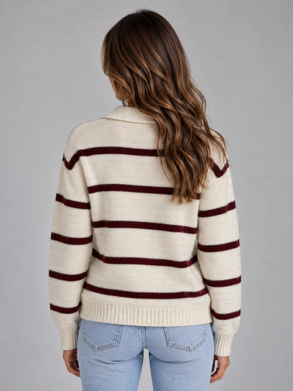 Women's Alpaca Wool Striped Jumper – Cozy Chic Style for Autumn 1