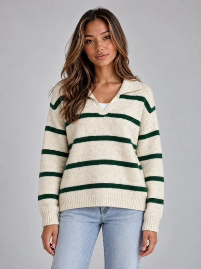 Women's Alpaca Wool Striped Jumper – Cozy Chic Style for Autumn 3