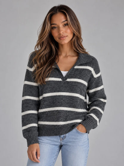 Women's Alpaca Wool Striped Jumper – Cozy Chic Style for Autumn 5