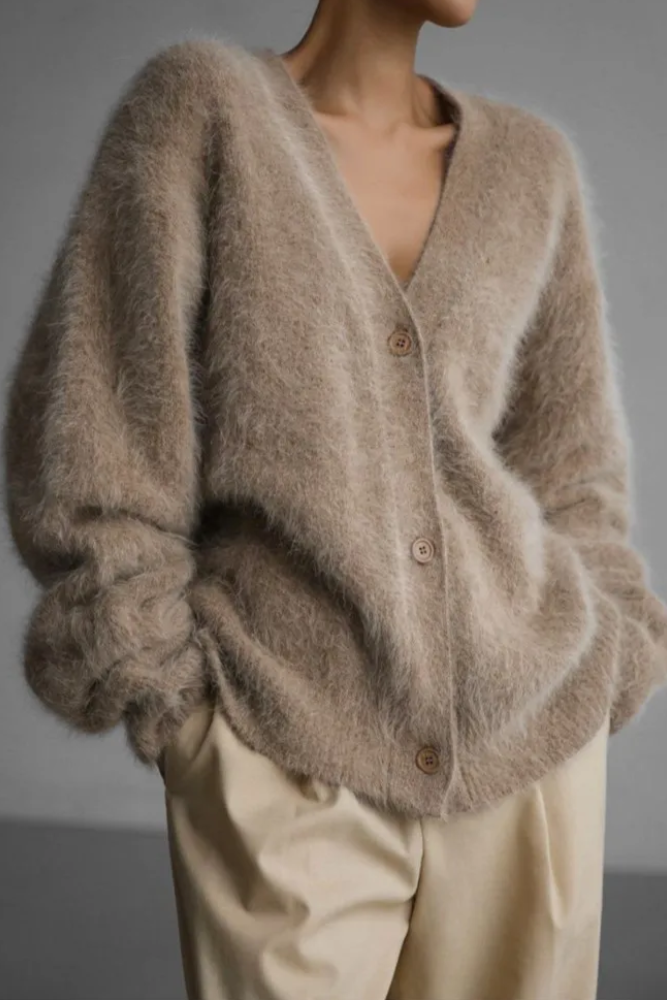 Cardigan Women - Button Front Knit Cardigan with Ribbed Trim