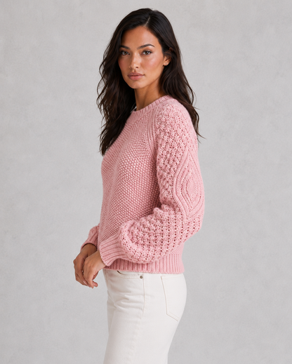 Sweater Women - Chunky Knit Jumper with Crew Neck