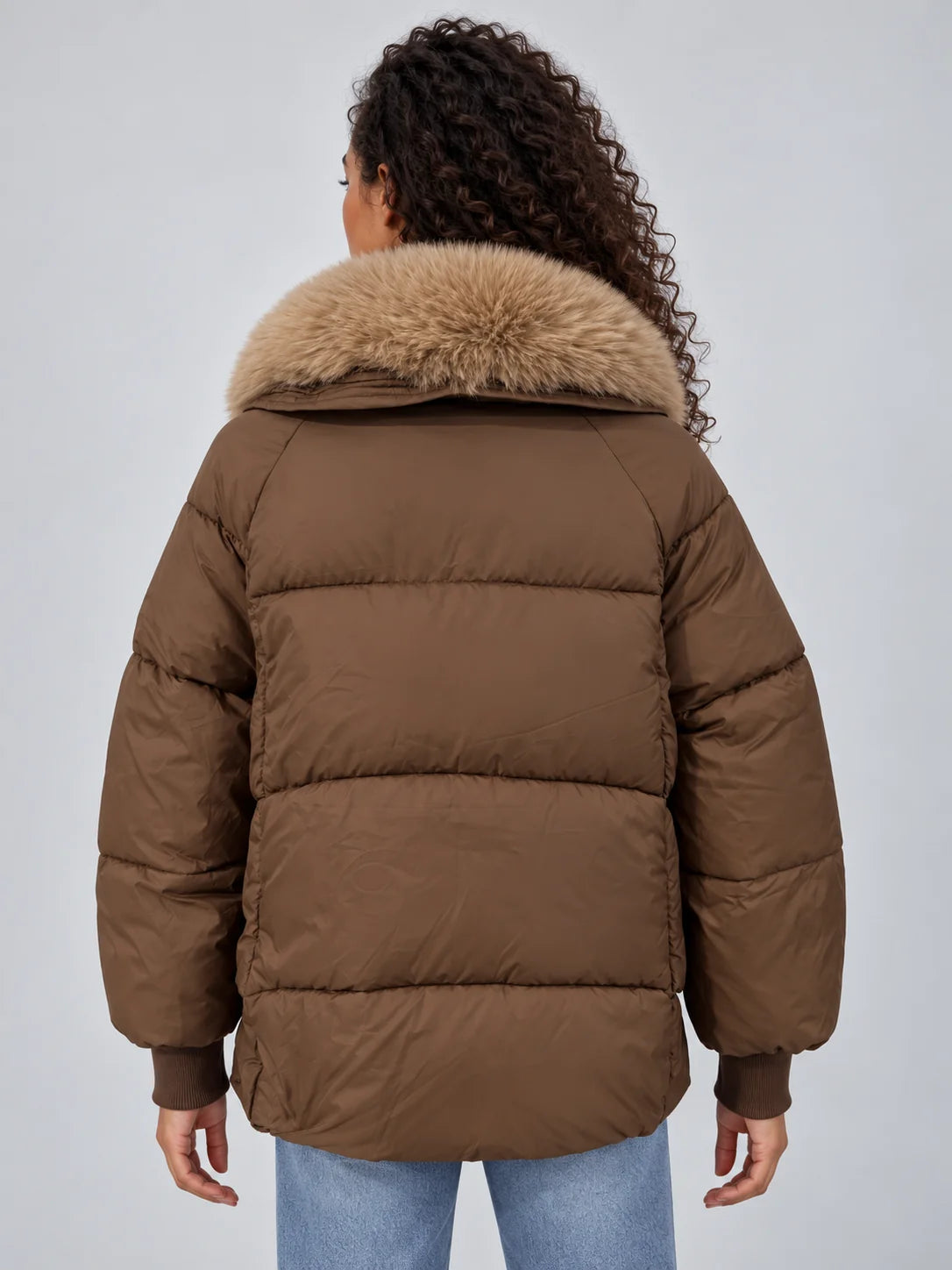 Women’s Faux Fur Collar Puffer Jacket – Stylish Warmth For Cold Days 1