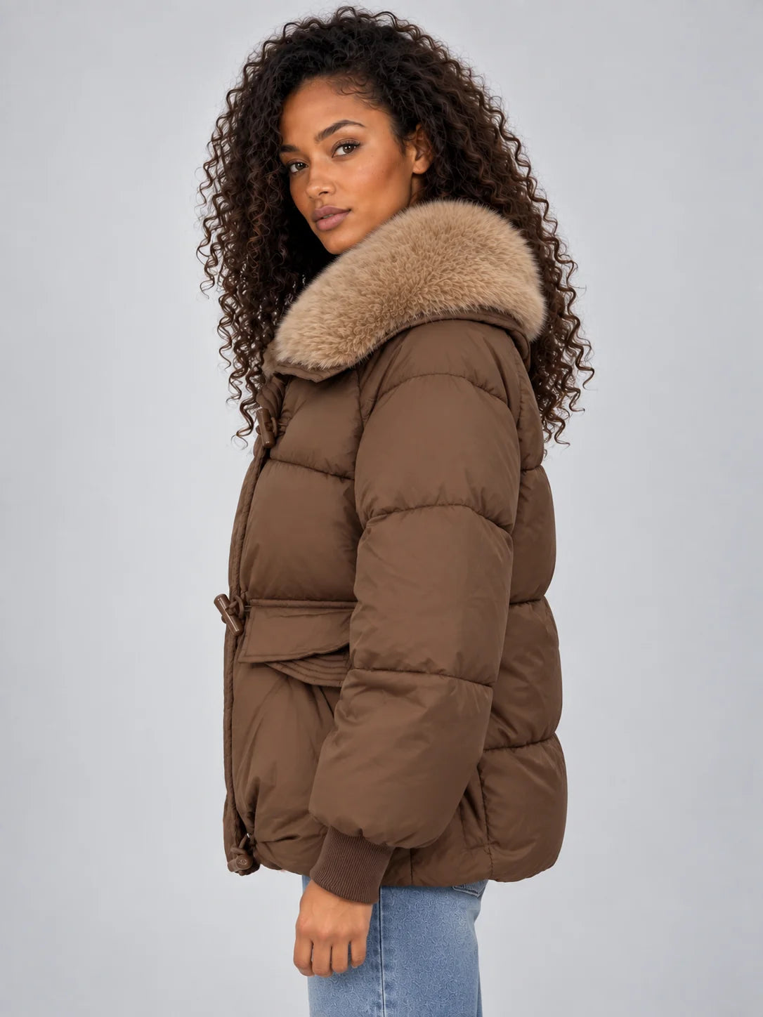 Women’s Faux Fur Collar Puffer Jacket – Stylish Warmth For Cold Days 2