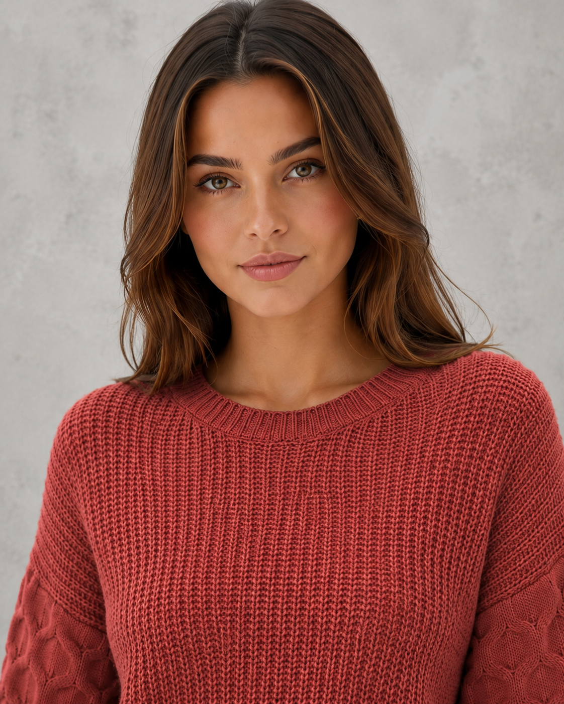 Sweater Women - Lantern Sleeve Knit Jumper with Textured Finish