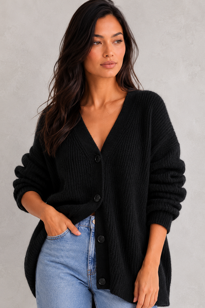Cardigan Women - Cocoon Cardigan with Button Front