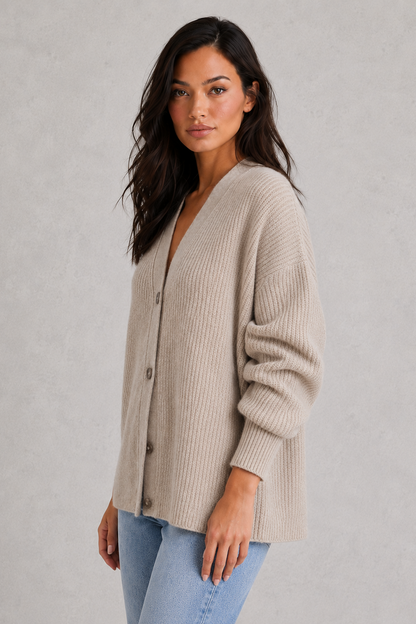 Cardigan Women - Cocoon Cardigan with Button Front