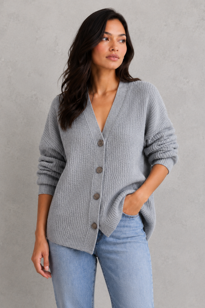 Cardigan Women - Cocoon Cardigan with Button Front