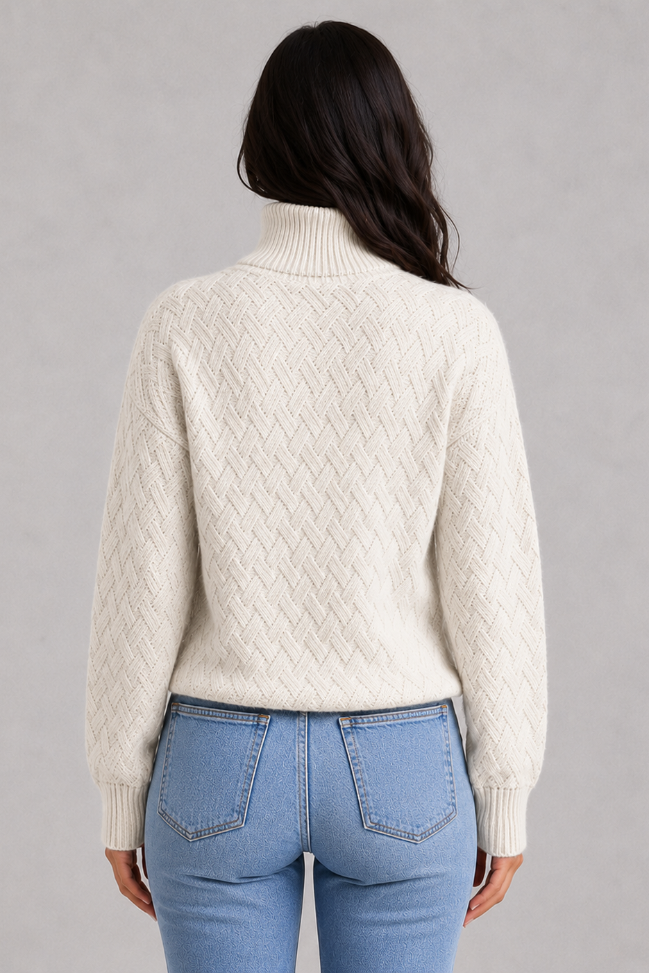 Sweater Women - Soft Knit Roll Neck Jumper with Textured Finish