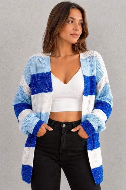 Cardigan Women - Colour Block Cardigan with Patch Pockets