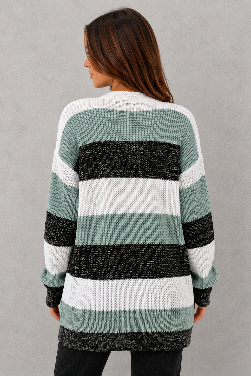 Cardigan Women - Colour Block Cardigan with Patch Pockets