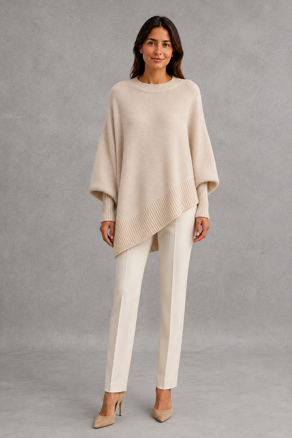 Sweater Women - Ribbed High Neck Jumper with Long Sleeves